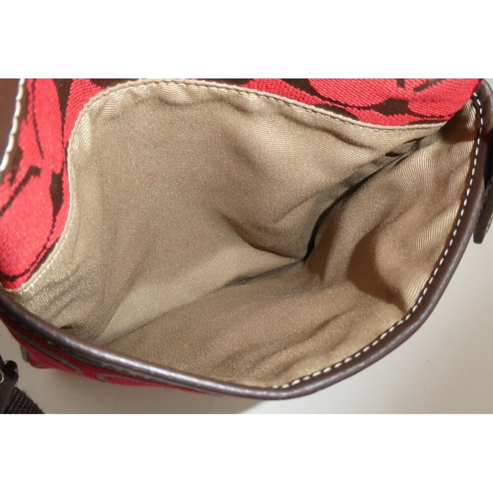 Coach Signature Jacquard Red Brown Stripe Swingpack  6016 - Picture 11 of 16